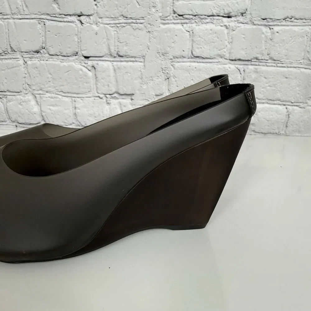 Yeezy Women’s Wedge Heels HL-03 Black Translucent TPU Heel Size 10 Slip On Shoe